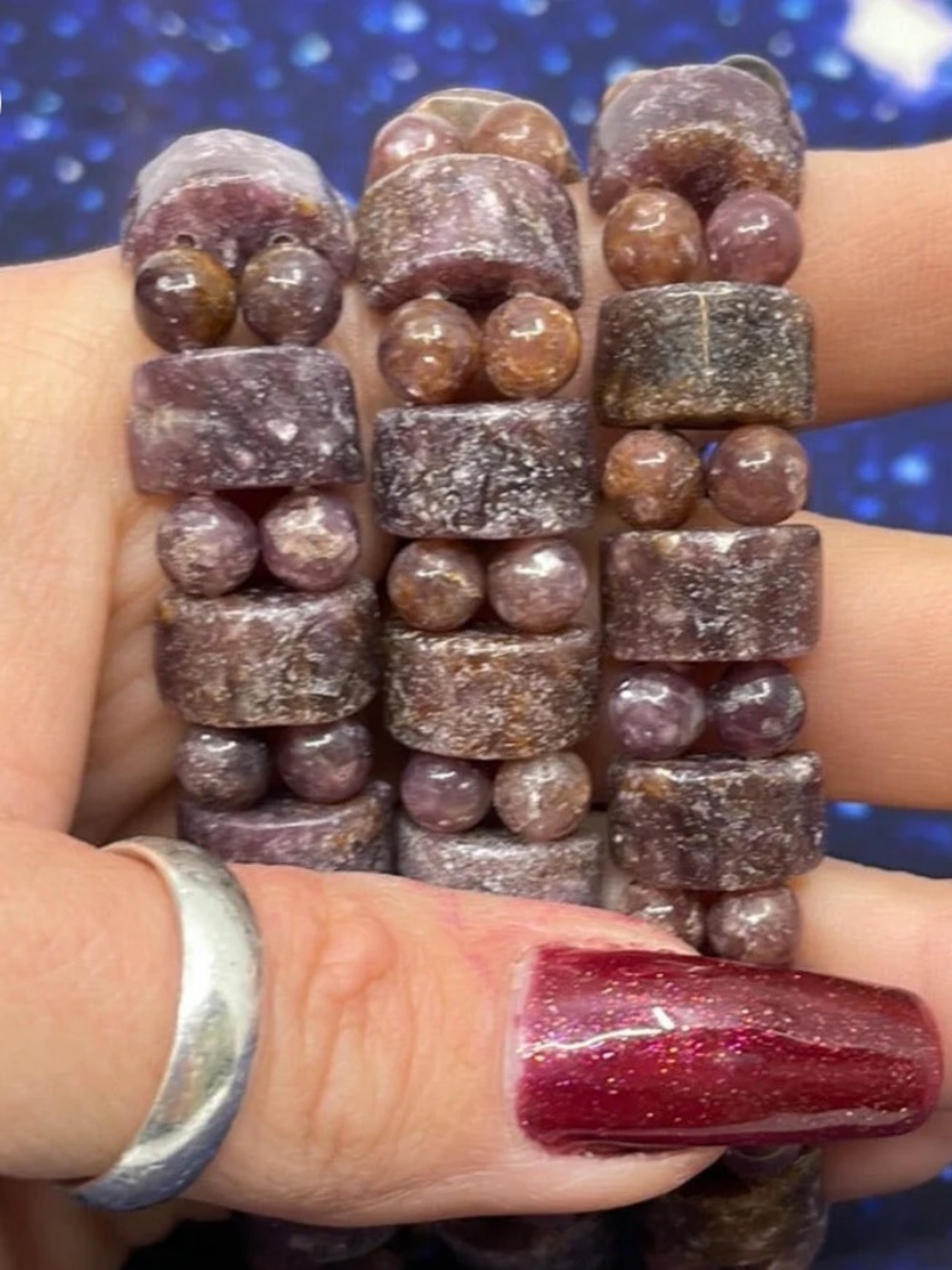 Raw Lepidolite Tanker Bracelet